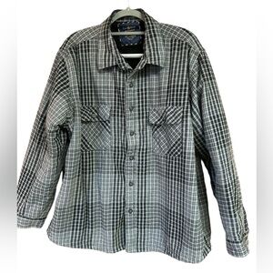 Club Room Black Plaid Shirt Jacket Cotton XXL